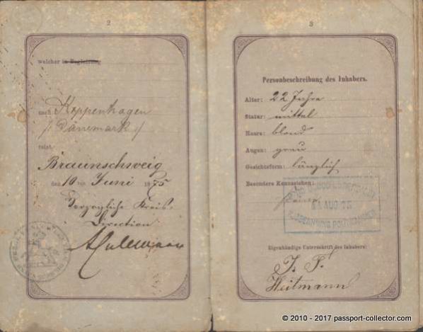 Very Rare North German Confederation Passport Issued 1875