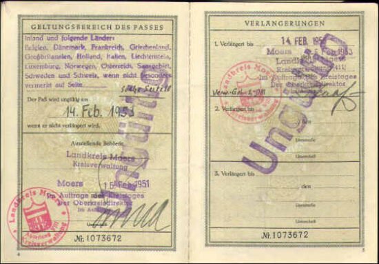 One Of The Earliest Passports Of Federal Germany Issued 1951