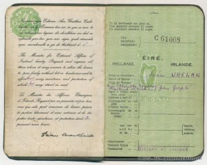 Irish passport AMG stamps