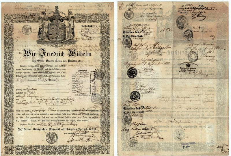 Adolph Menzel Diplomatic Passport