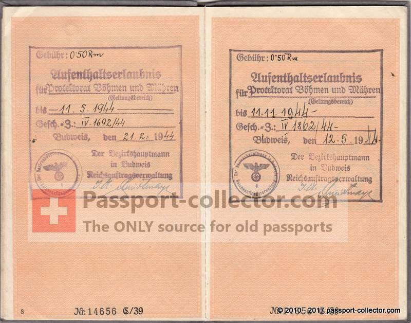 German Alien Passport Moravia