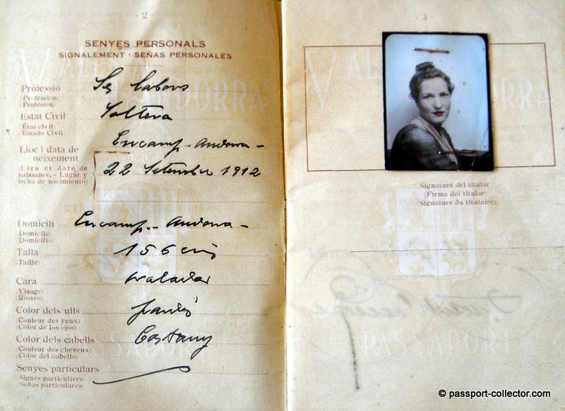 Andorra passport 1942