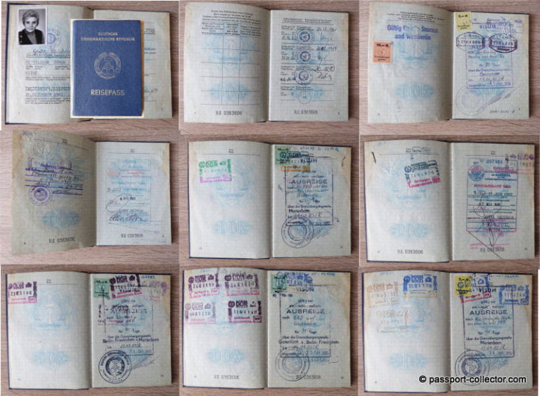 East German passport with several USA visas