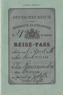 German Empire Passport Braunschweig