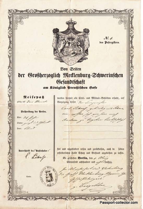 Mecklenburg-Schwerin Consular Passport