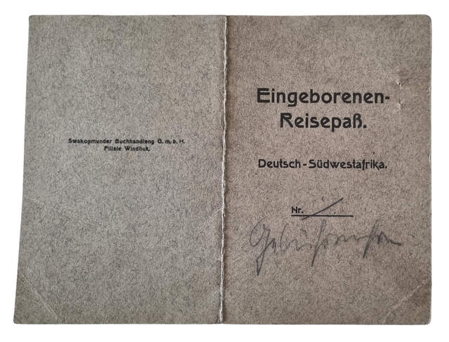 German Southwest Africa – Native Passport