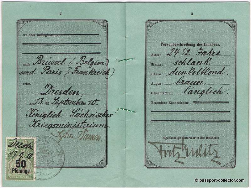 Saxony passport war department