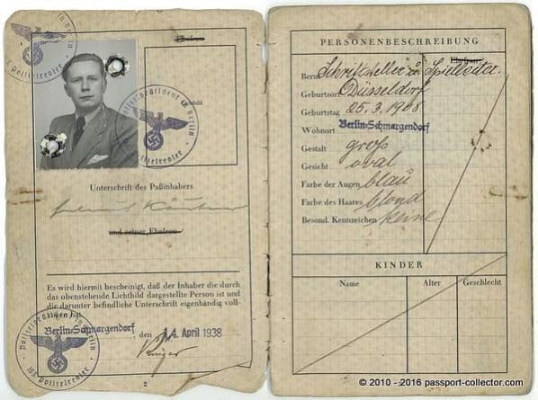 Important German Film Director Passport