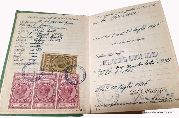 Passport King Umberto II