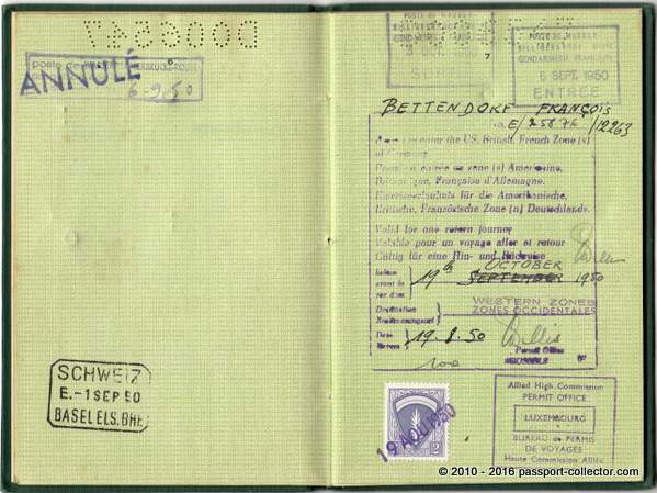 Luxembourg Passport 1950 – Allied Military Government