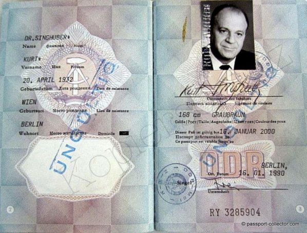 The Passport of East German Minister for Ore Mining