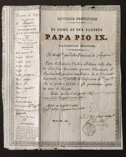 Pope Pius IX Passport – Issued At The Vatican 1847