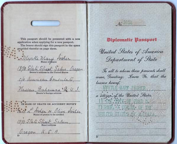 The Diplomatic Passport Of US-Consul Fishers Wife 1931