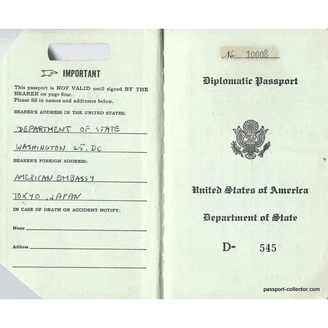 Diplomatic Passport Douglas MacArthur II